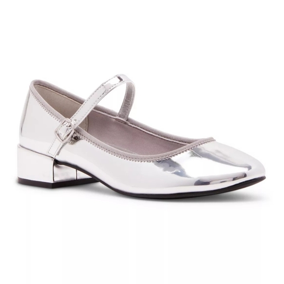Tutuu Block-Heel Mary Jane Flats - Silver Mirror Metallic - Picture 7 of 11